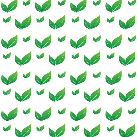 GREEN eaves pattern design, with growth of green leaves on white BG, green s Stock Illustration