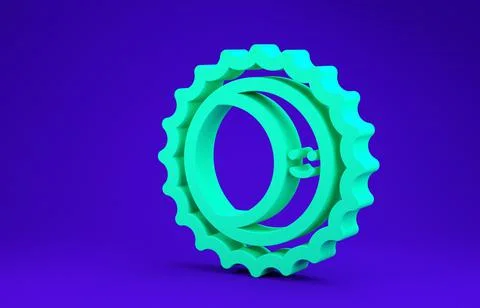 Green Eclipse of the sun icon isolated on blue background. Total sonar eclips Stock Illustration