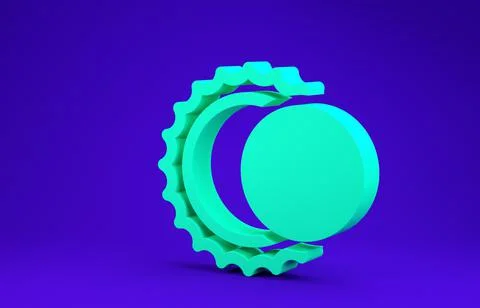 Green Eclipse of the sun icon isolated on blue background. Total sonar eclips Stock Illustration