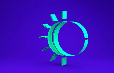 Green Eclipse of the sun icon isolated on blue background. Total sonar eclips Stock Illustration