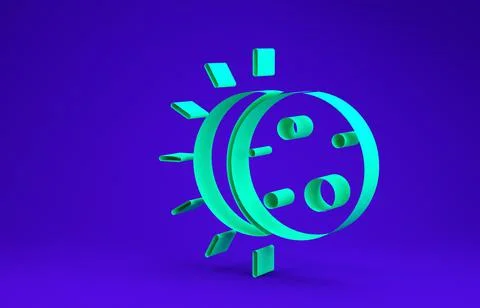 Green Eclipse of the sun icon isolated on blue background. Total sonar eclips Stock Illustration