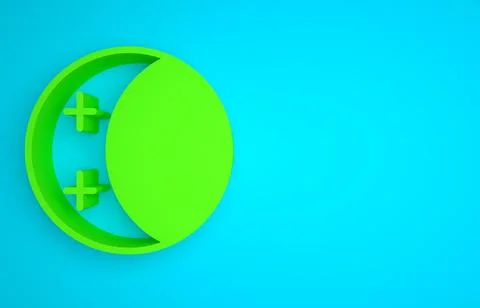 Green Eclipse of the sun icon isolated on blue background. Total sonar eclipse Stock Illustration