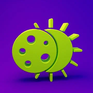Green Eclipse of the sun icon isolated on purple-blue background. Total son.. Stock Illustration