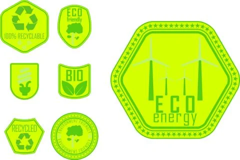 Green eco badges Stock Illustration