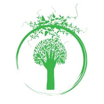 Green eco concept with tree design. Illustrazione stock