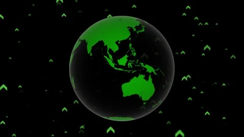 Green eco earth globe with up oriented arrows loop motion Stock Footage 341833125