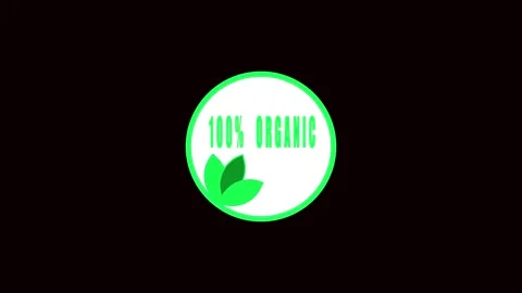 Green eco friendly label animated 100 organic badge nature leaves logo bran.. Stock Footage 321443068