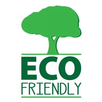 Green ECO FRIENDLY logo or label with tree symbol Ilustración de archivo