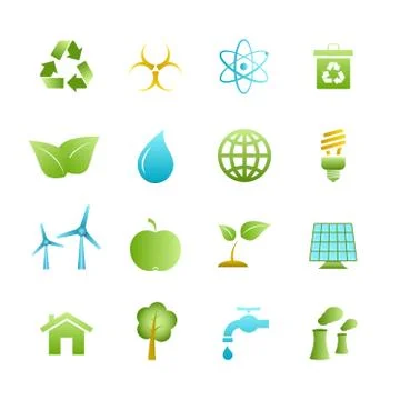 Green eco icons set Stock Illustration