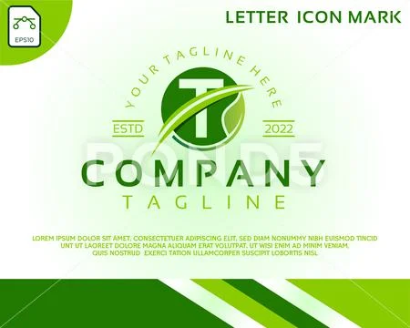 Green eco logo with letter T template design Illustration #204769444