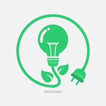 Green eco power lightbulb Stock Illustration