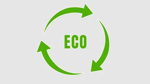 Green eco-shape with a circular arrow rotating in a loop Video stock 341502222