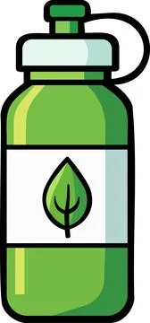 Green eco water bottle with leaf emblem container Stock Illustration