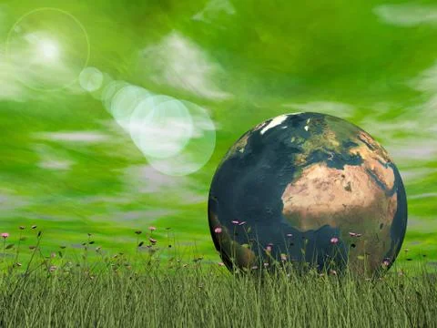 Green ecological earth concept - 3D render Stock Illustration