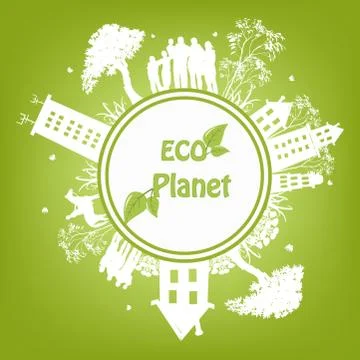 Green ecological planet Stock Illustration