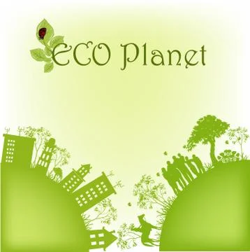 Green ecological planet Stock Illustration