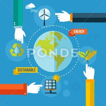 Green ecology concept flat illustration Stock Illustration