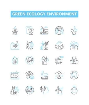Green ecology environment vector line icons set. Eco-friendly, Green, Ecology Stock Illustration