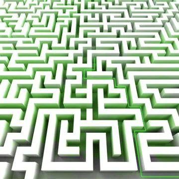 Green ecology right pathway inside labyrinth illustration Stock Illustration