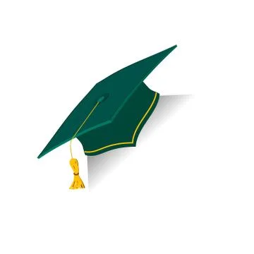 Green Education Cap with golden elements. Graduation student hat Stock Illustration
