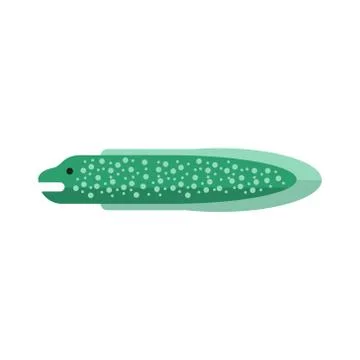 Green Eel Primitive Style Childish Sticker Stock Illustration