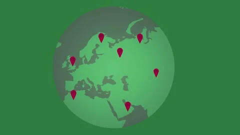 A green egg on background and globe with red pins it green screen animated Video stock 335129890