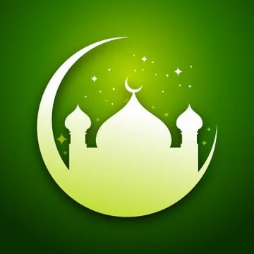 Green Eid Mubarak Vector Graphic Card Stock Illustration