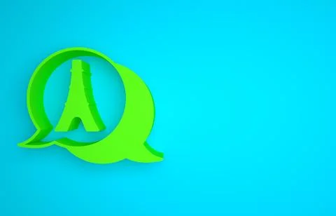 Green Eiffel tower icon isolated on blue background. France Paris landmark Stock Illustration