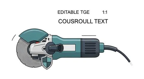 Green electric angle grinder tool with metal cutting disc Illustrazione stock