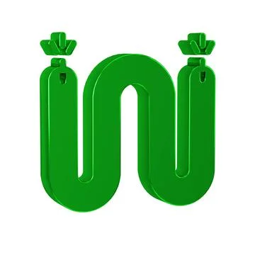Green Electric cable icon isolated on transparent background. Electrical wire Stock Illustration