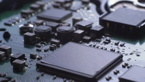 Green electric circuit board PCB Stock Footage 309833563