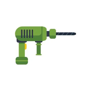 Green electric drill for construction and repair works Illustration