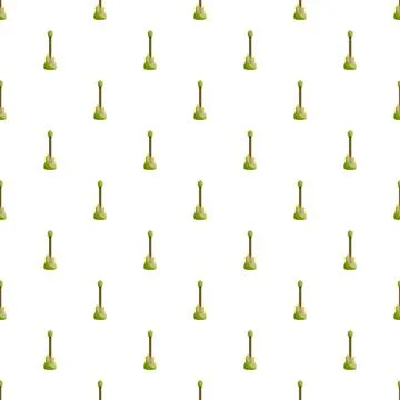 Green electric guitars repeating pattern on white background Stock Illustration