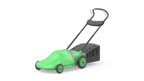 Green electric lawn mower Video stock 337784709