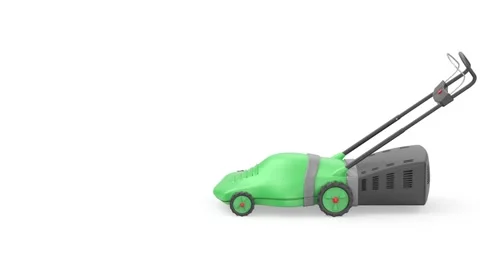 Green electric lawn mower Video stock 338839749