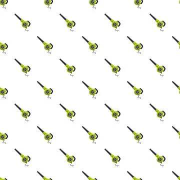 Green electric leaf blower seamless pattern 스톡 일러스트