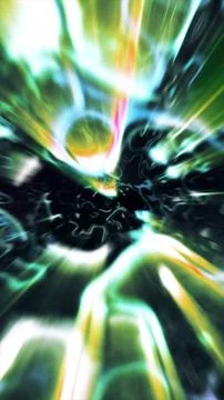 Green Electric Light Distortion Warp Tunnel Background Stock Illustration