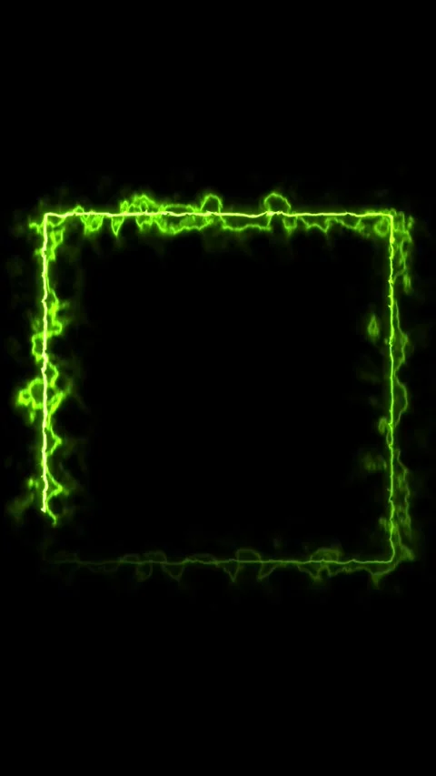 Green electric plasma square frame loop motion background. Stock-Footage 337083801
