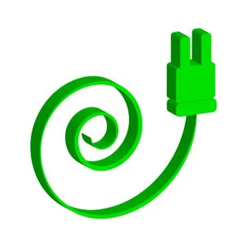Green electric plug icon isolated on white background Stock Illustration