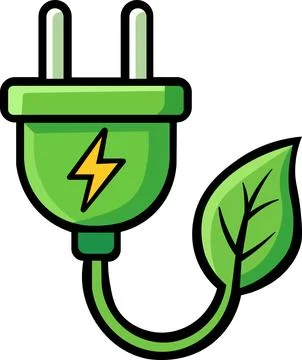 Green electric plug with leaf eco power symbol Ilustração Stock