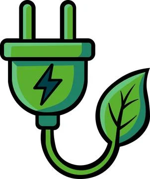 Green electric plug with leaf symbol icon Ilustração Stock