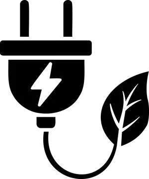 Green electric plug with leaf symbol icon Ilustração Stock