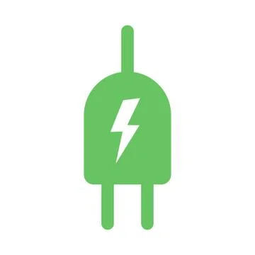 Green electric plug symbol in flat design style. Green energy eco power icon Stock-Illustration