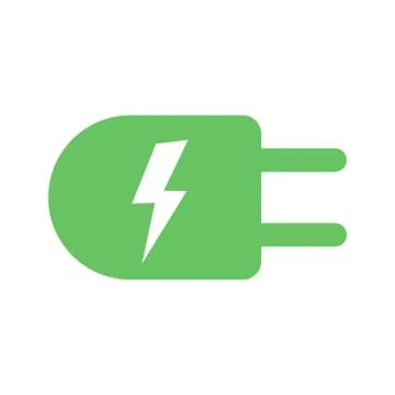Green electric plug symbol in flat design style. Green energy eco power icon Stock Illustration