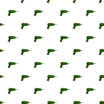 Green electric screwdriver tool seamless pattern repeating background Stock Illustration