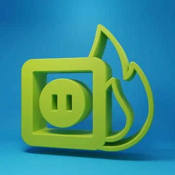 Green Electric wiring of socket in fire icon isolated on blue background. E.. イラスト素材