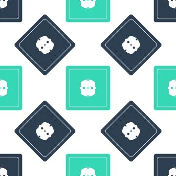 Green Electrical outlet icon isolated seamless pattern on white background 스톡 일러스트