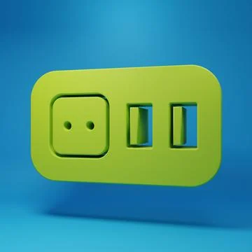 Green Electrical outlet icon isolated on blue background. Power socket. Ros.. イラスト素材