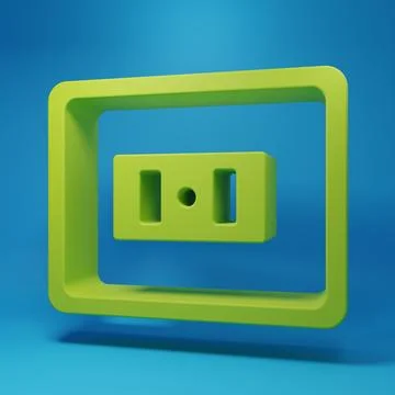 Green Electrical outlet icon isolated on blue background. Power socket. Ros.. Illustrazione stock