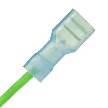 Green electrical wire with connector Foto stock